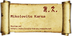 Mikolovits Karsa névjegykártya